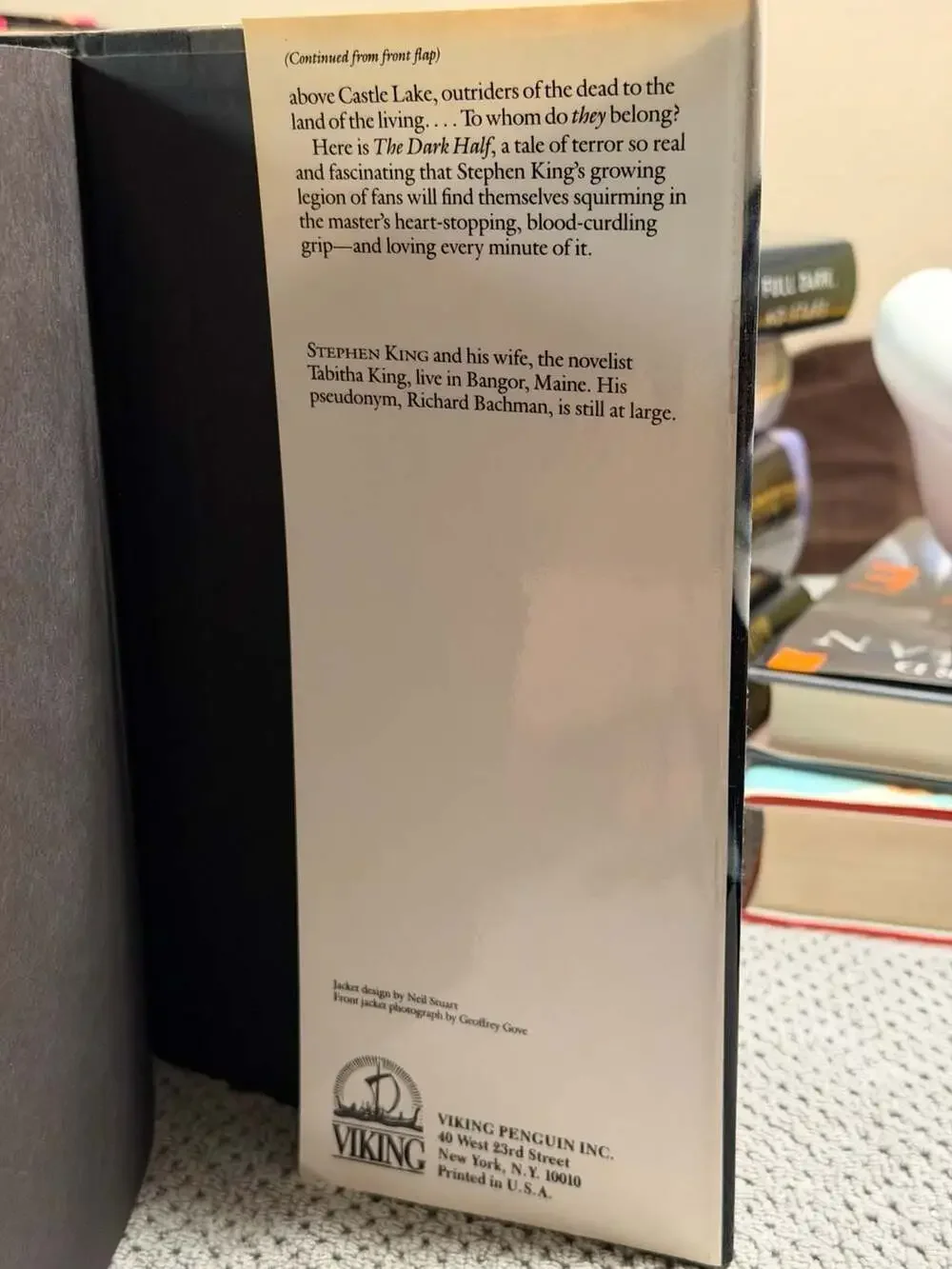 The Dark Half by Stephen King (1989) First Edition Hardcover